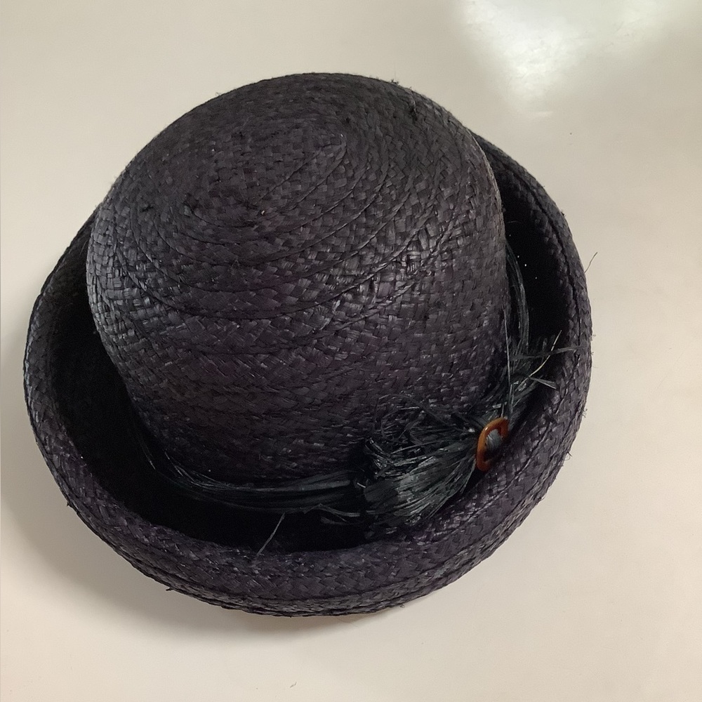 Fersten straw hat with bow and tortoiseshell look buckle